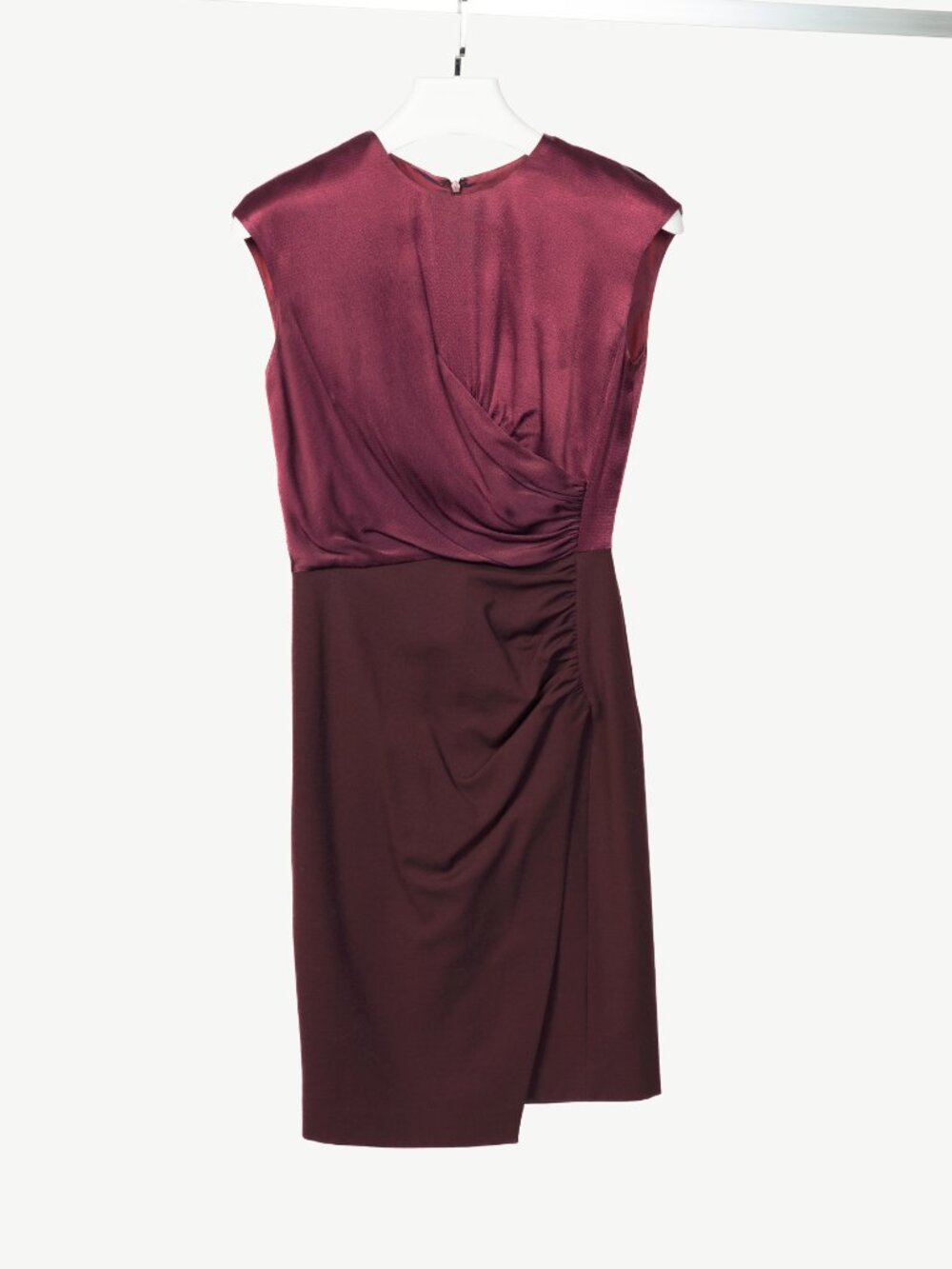 Etro Eggplant Envers Satin & Flannel Gathered Dress
